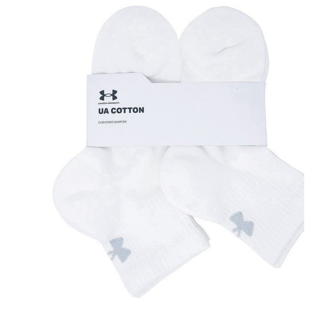 Under Armour UA CUSHIONED Quarter White Socks 6 Pack MENS 8.5-13 WOMEN 10-14 NEW